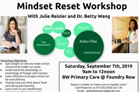 MINDSET RESET Workshop with Dr. Wang and Julie Reisler on Sept 7th!